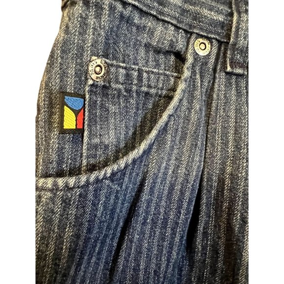 1980s Vintage Bon Jour Denim Pleated Front PinStripe Jeans - Picture 2 of 15